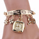 1PC Fashion Women Love Rhinestone Chain Watch Girls Lady Bracelet Wrist Watch Bling Square Watch Gold Drop Shipping