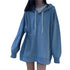 2019 Autumn Hoodies Women Fashion Pocket Blue Pure Color Warm Hoodie Top Sweatshirt Long Sleeve Oversize Hooded Tops S-5XL
