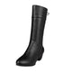 2019 Women Fashion Boots woman shoes Winter Warm Kneel High botines Round Toe Zipper Square Heels Shoes Female Snow Boots #1023