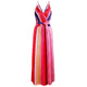 2020 Multicolor Tropical Jungle Leaf Boho Long Dress Sling Cross Back Women V neck Party Night Elegant Sexy Maxi Summer Dresses