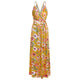 2020 Multicolor Tropical Jungle Leaf Boho Long Dress Sling Cross Back Women V neck Party Night Elegant Sexy Maxi Summer Dresses