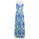 2020 Multicolor Tropical Jungle Leaf Boho Long Dress Sling Cross Back Women V neck Party Night Elegant Sexy Maxi Summer Dresses