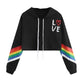 2020 Short Women Hoodie Rainbow Long Sleeve Pullover Letter Love Printed Ladies Hooded Sweatshirts Tops Blouses толстовка