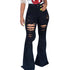 2020 Streetwear Mujer Pants Fashion Women Button Ripped Zipper Flares Trousers Jeans Hole Slim Casual Denim Pants #YL10