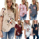 2020 Summer Casual Stylish Women Casual Floral Print Short Sleeve Chiffon Shirts O-Neck Tops Fashion S M L XL XXL XXXL!