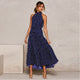 2020 Summer Women Polka Dot Belted Maxi Dress Casual Halter Collar Off Shoulder Sundress Elegant Evening Party Long Dresses