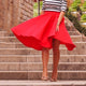 + 2020 Women High Waist Solid Color Skirt Autumn Pleated Swing Knee-Length Skirts Red Pink Black Fashion Stretch Skirt 1 Piece