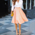 + 2020 Women High Waist Solid Color Skirt Autumn Pleated Swing Knee-Length Skirts Red Pink Black Fashion Stretch Skirt 1 Piece