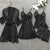 2020 Women Pajamas Sets Satin Sleepwear Silk 4 Pieces Nightwear Pyjama Spaghetti Strap Lace Sleep Lounge Pijama With Chest Pads