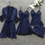 2020 Women Pajamas Sets Satin Sleepwear Silk 4 Pieces Nightwear Pyjama Spaghetti Strap Lace Sleep Lounge Pijama With Chest Pads