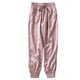 2020 Women Summer Big Pocket Satin Highlight Harem Pants Women Glossy  Ribbon Trousers  Harajuku Joggers Women's Loose Pants