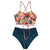 2020 Women's Bohemian Flower Swimsuit Summer Polyester Bikini Set High Waist Wire Free Swimwear Print Green Swimsuit#3