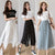 3 Colors High Waist Pants Summer Cool Chiffon Fake Two Pieces High Waist Wide Leg Pants Nine Points Loose Pants Skirt