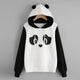 38# Women Hoodies Cute Cartoon Panda Print Pullover Sweatshirt Kawaii Harajuku Autumn Hoodies Ladies Casual Hair Ball Sweatshirt