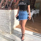 38# Women's Skirt Skirts Faldas Jupe Femme Women High Waist Tassels Zipper Pockets Skinny Denim Mini Short Pencil Skirt