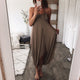 6 Colors Women Dress Summer Spaghetti Strap Solid  Loose Straps Elegant Holiday Casual Party Leisure Off Shoulder Beach Dress