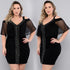 6XL Plus Size Summer Dresses For Women Shiny Strapless V-neck Women's Lace Dress Sexy Backless Dress Ladies Party vestidos Q30