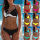 7 Colors Womens Padded Push-up Bra Tankini Bikini Set 2019 Swimsuit Low Waist Bathing Suit Swimwear Two Pieces Halter Beachwear
