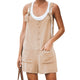 Adisputent 2020 Summer Jumpsuit Women Romper Cotton And Linen Sleeveless Suspender Buttons Pocket Shorts Casual Loose Suspenders