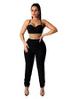 Adogirl Diamonds Fashion Sexy Two Piece Set Women Night Club Suit Spaghetti Straps Crop Top Pencil Pants Female Skinny Outfits