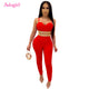 Adogirl Diamonds Fashion Sexy Two Piece Set Women Night Club Suit Spaghetti Straps Crop Top Pencil Pants Female Skinny Outfits