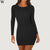 Autumn Winter Solid Color Knitted Sweater Dress Women Fashion Sheath O-neck Pullover Female Knitted Dress Vestidos Feminino 8.27