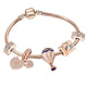 BRACE CO European Heart-shaped Pendant Charm Bracelet Fit Women's Jewellery Snake Chain Rose Gold Metal Fashion Fine Bracelets