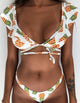 Beach Bikini 2020 Woman Sexy Front Lace Up Tie Strapless Leopard Swimsuit Female Push Up Ruffled Bow Bathing Suit Thong Swimwear