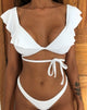 Beach Bikini 2020 Woman Sexy Front Lace Up Tie Strapless Leopard Swimsuit Female Push Up Ruffled Bow Bathing Suit Thong Swimwear