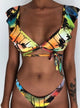 Beach Bikini 2020 Woman Sexy Front Lace Up Tie Strapless Leopard Swimsuit Female Push Up Ruffled Bow Bathing Suit Thong Swimwear