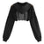 Black Hoodies for Women 2020 Hollow Out Crop Tops Mesh Patchwork Short Sweatshirt Long Sleeve Autumn Tops and Pullovers