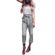 Black and White Casual Drawstring Waist Striped High Waist Tapered Carrot Pants Summer Women Going Out Trousers #A