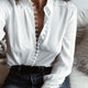 Blouses Tops Women Casual Solid Color ladies office Tunic Tops Sexy Buttons Long sleeve Blouse Women Chiffon white Shirt blusas