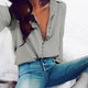 Blouses Tops Women Casual Solid Color ladies office Tunic Tops Sexy Buttons Long sleeve Blouse Women Chiffon white Shirt blusas