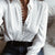 Blouses Tops Women Casual Solid Color ladies office Tunic Tops Sexy Buttons Long sleeve Blouse Women Chiffon white Shirt blusas