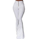 CALOFE White Bell-Bottom Pants Women Button High Waist Flare Pant New Trousers Slim Casual Solid Work Wear Pantalon Femme