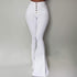 CALOFE White Bell-Bottom Pants Women Button High Waist Flare Pant New Trousers Slim Casual Solid Work Wear Pantalon Femme