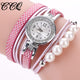 CCQ Top Brand Women Watches Fashion Analog Quartz Wing Rhinestone Pearl Bracelet Watch Ladies Dress Wristwatches Gifts reloj