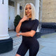 Casual Bodycon White Playsuit Summer Solid Jumpsuit Rompers Womens Short Sleeve Bodysuit Biker Shorts Joggers Femme Plus Size