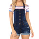 Casual Jumpsuit Summer Women Denim Jumpsuit Plus Size Casual Button Camisole Solid High Waist Denim Jumpsuit Women Jeans May