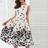 Casual Women's Dress 2020 Floral Retro Pleated Sleeveless Dress Zip Belt Dress Vintage Floral Print Dress Long Dress Vestido #38