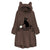Cat Print Long Hoodies Sweatshirt Women Fleece Warm Embroidery Pocket Pullovers Cat Ear Plus Size Hoodie Top Blouse Sweat Femme
