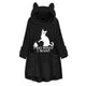 Cat Print Long Hoodies Sweatshirt Women Fleece Warm Embroidery Pocket Pullovers Cat Ear Plus Size Hoodie Top Blouse Sweat Femme