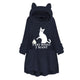 Cat Print Long Hoodies Sweatshirt Women Fleece Warm Embroidery Pocket Pullovers Cat Ear Plus Size Hoodie Top Blouse Sweat Femme