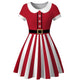 Charming dress women winter Snowman Christmas Red 1950s Notes Print Vintage Costume Swing Party Dress robe hiver femme#guahao
