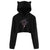 Cosy Cat ear print drawstring Long Sleeve Cropped Hoodies Sweatshirt Women Cat Hooded Pullover Crop Tops Clothes harajuku