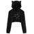 Cosy Cat ear print drawstring Long Sleeve Cropped Hoodies Sweatshirt Women Cat Hooded Pullover Crop Tops Clothes harajuku