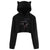 Cosy Cat ear print drawstring Long Sleeve Cropped Hoodies Sweatshirt Women Cat Hooded Pullover Crop Tops Clothes harajuku