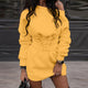 Dress Female Fashion Women's Solid O-neck Long Sleeve Fleece Thick Dress+Waistband Belt Bandage Dress Winter Streetwear Vestido