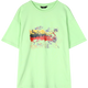 ELFSACK Harajuku Green Graffiti Print Casual T-Shirts Women Top 2020 Summer ELF White Short Sleeve Korean Ladies Daily Basic Tee